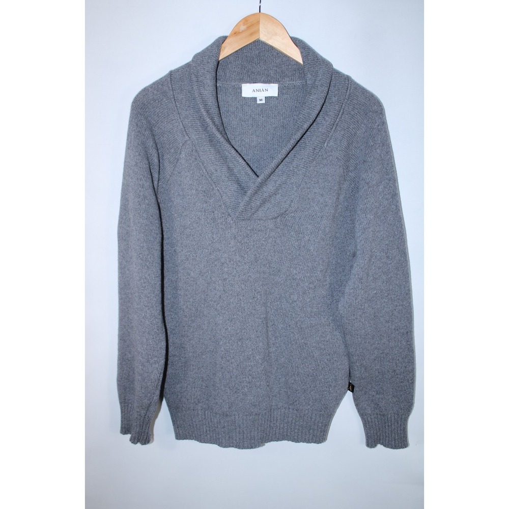 Anian Men's Medium Gray Knit Wool Cashmere Blend Sweater